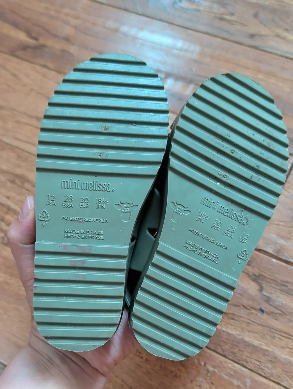 Mini Melissa Olive Green Jelly Fisherman Sandals with Orange Insole